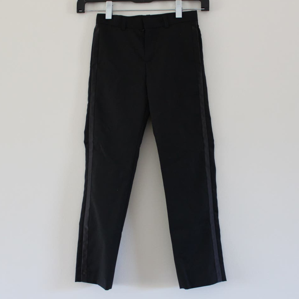 NWT Bonpoint Boys Johnson Wool Tuxedo‎ Pants Black Satin Stripe 6 Year